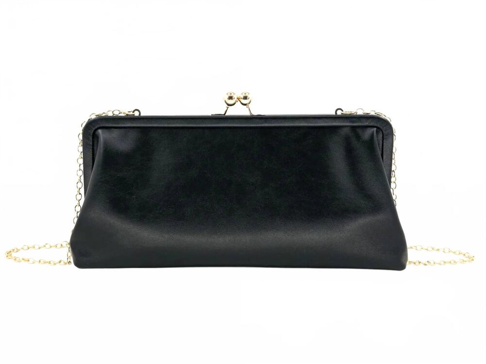NEW BC HANDBAGS women's kiss lock clutch bag in black